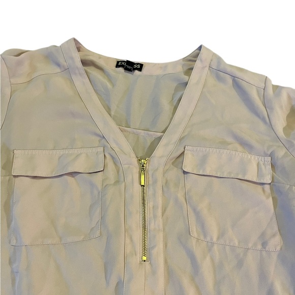 Express Light Pink Half Zip Long Sleeve Blouse | Women's M - Picture 4 of 5